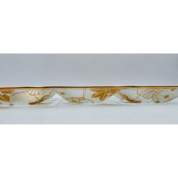 MCM Glass Divided Serving Tray Gold Leaf Graphic Hollywood Regency Unmarked - Picture 12 of 12